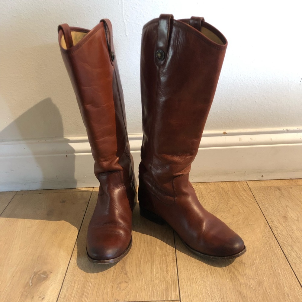 FRYE Melissa Tall Boots In Cognac Size 7.5 B